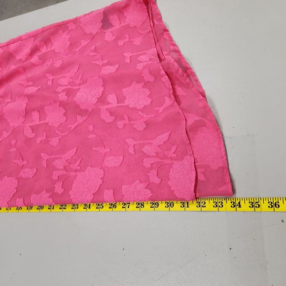 Torrid Womens Plus Clip Floral Chiffon Split Front Blouse 4X Pink Sheer - Picture 9 of 10